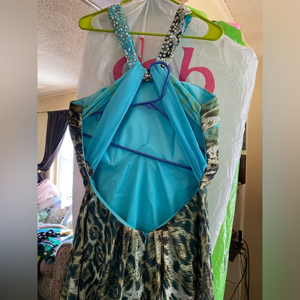 Blue Leopard Prom Dress